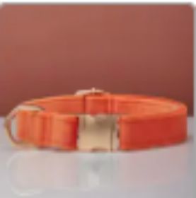 Multiple Colour Velvet Personalise Dog Collar Leash Set With Bow (Option: Orange-M)