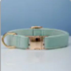 Multiple Colour Velvet Personalise Dog Collar Leash Set With Bow (Option: Cyan-M)